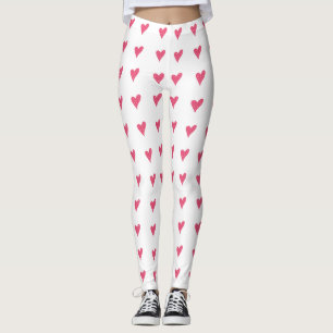 Leggings Motif moderne de coeur rose avec points blancs