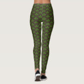 Leggings Motif moderne de feuille de laurier vert sur marro (Dos)