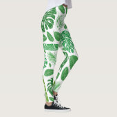 Leggings Motif moderne de feuilles tropicales vertes (Droite)