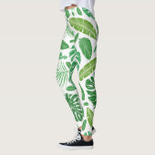 Leggings Motif moderne de feuilles tropicales vertes (Gauche)