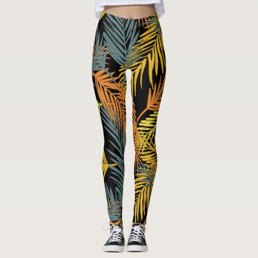 Leggings Motif moderne de palmiers tropicaux (Devant)