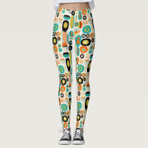 Motif Moderne du Milieu du Siècle Coloré Rétro Élé