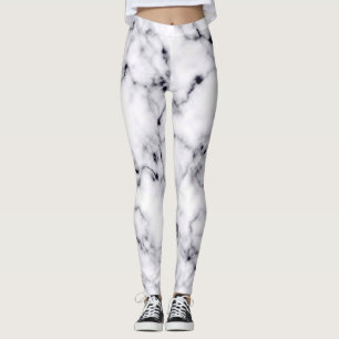 Leggings Motif moderne en marbre noir blanc