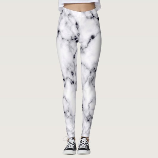 Leggings Motif moderne en marbre noir blanc (Devant)