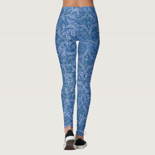 Leggings Motif moderne et design dans les tons bleu et blan (Dos)