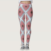 Leggings Motif moderne rose blanc géométrique (Devant)
