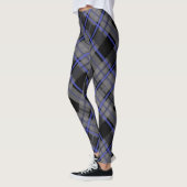Leggings Motif moderne Tartan bleu gris noir (Gauche)