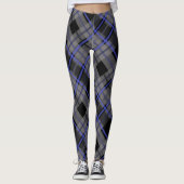 Leggings Motif moderne Tartan bleu gris noir (Devant)