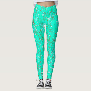 Leggings Motif moderne tendance Aqua Blue Fleur sauvage
