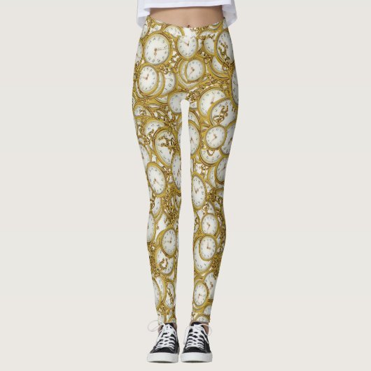 Leggings Motif Motif d'horloge vintage (Devant)