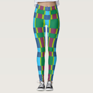 Leggings Motif multicolore Abstrait avec Carrés et lignes