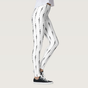 Leggings Motif musical de clé de sol fondue noir et blanc