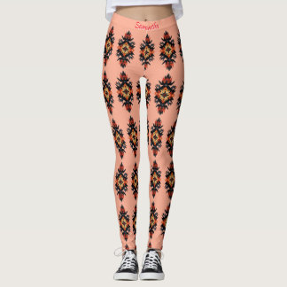 Leggings Motif Navajo personnalisé sur Coral Pink
