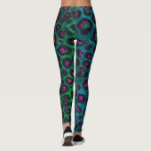 Leggings Motif Neon-Noir de léopard des neiges (Dos)