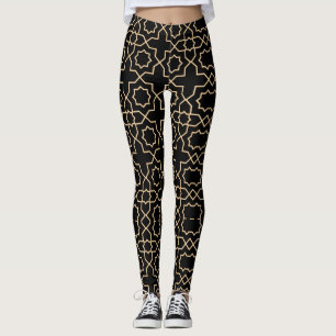 Leggings Motif noir arabe en or islamique