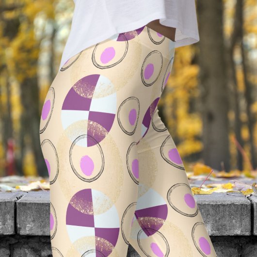 Leggings Motif noir beige amande