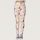 Leggings Motif noir beige amande (Devant)
