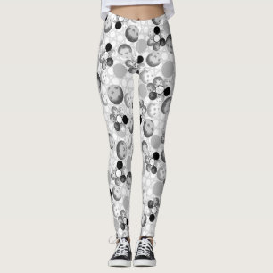 Leggings Motif, noir, blanc et gris de Pickleball