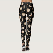Leggings Motif noir céleste de soleil et de lune (Dos)