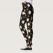 Leggings Motif noir céleste de soleil et de lune (Gauche)