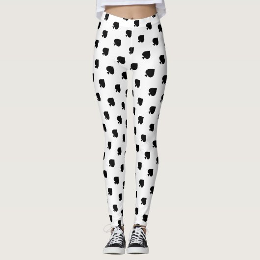 Leggings motif noir diagonal de pelles sur le blanc (Devant)