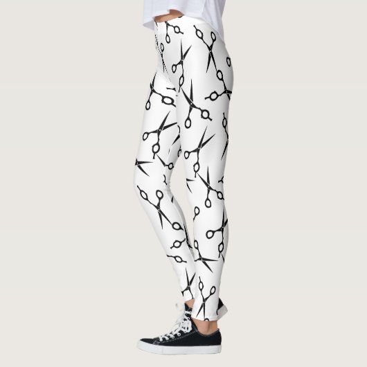 Leggings Motif noir élégant de ciseaux de coiffeur (Gauche)