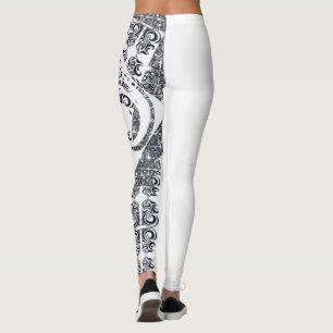 Leggings Motif noir et blanc asymétrique et votre nom