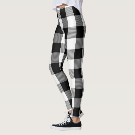 Leggings Motif noir et blanc de plaid de flanelle de (Gauche)