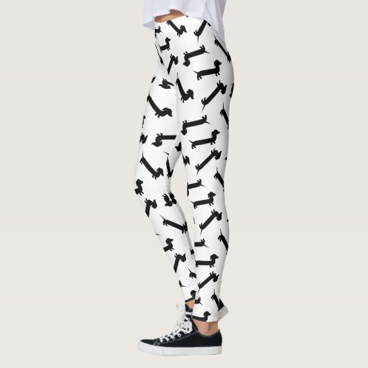 Leggings Motif noir et blanc de teckel (Gauche)
