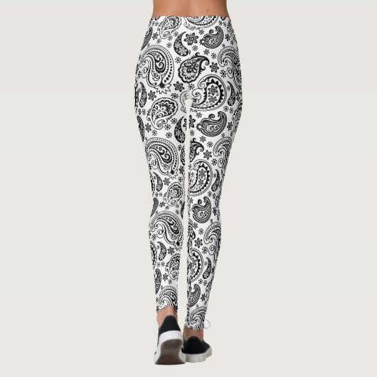Leggings Motif noir et blanc Ornate Paisley 2 (Dos)