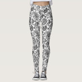 Leggings Motif noir et blanc Ornate Paisley 2 (Devant)