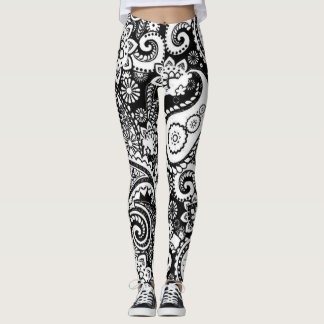 Leggings Motif noir et blanc Paisley