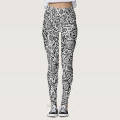 Leggings Motif noir et blanc Paisley (Devant)