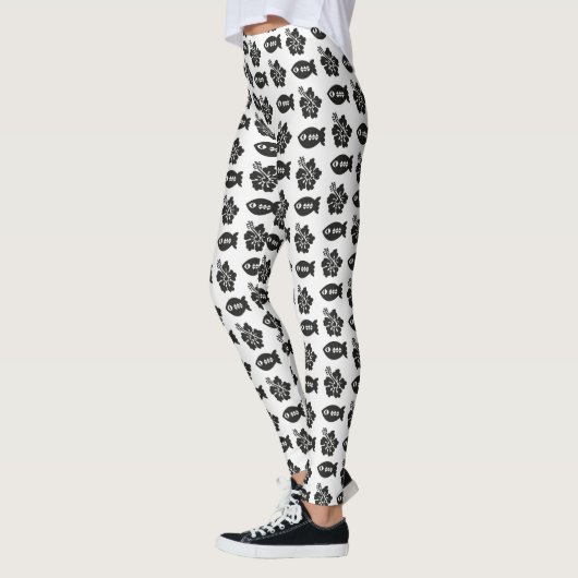 Leggings Motif noir et blanc Retro Tiki (Gauche)