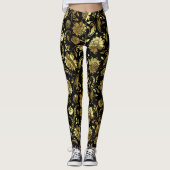 Leggings Motif noir et brillant d'or Damas (Devant)