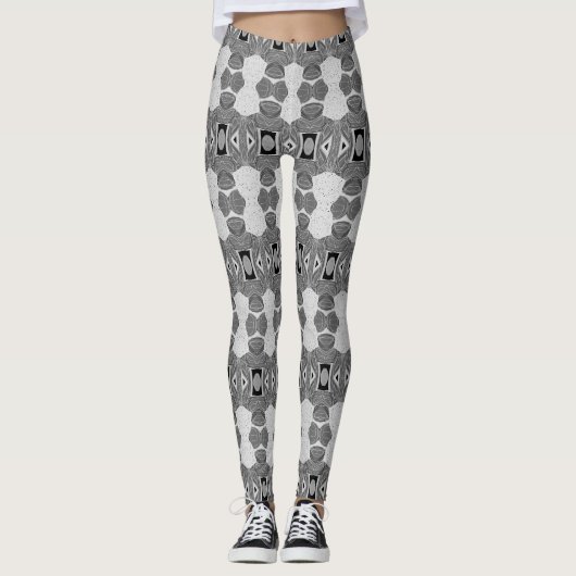 Leggings Motif noir et gris (Devant)