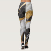 Leggings Motif noir et Marbre blanc avec or (Dos)
