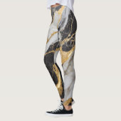 Leggings Motif noir et Marbre blanc avec or (Gauche)