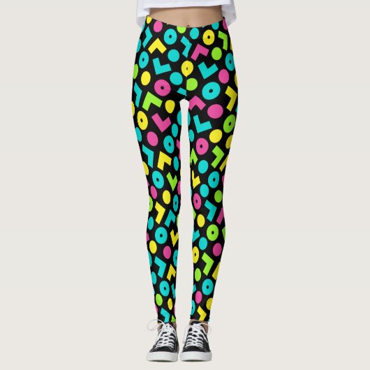 Leggings motif noir et néon des années 80/90 (Devant)