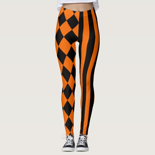 Leggings Motif noir et orange de Halloween de mélange (Devant)