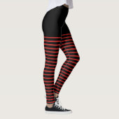 Leggings Motif noir et rouge de rayures barré (Droite)