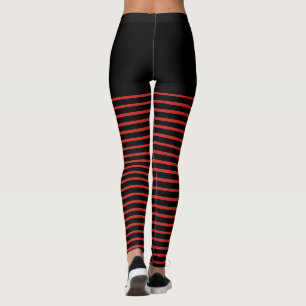 Leggings Motif noir et rouge de rayures barré