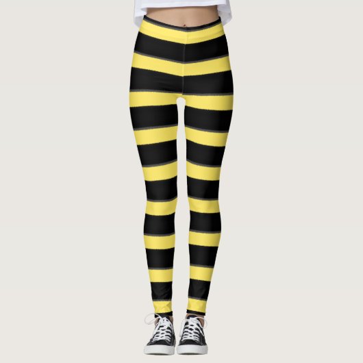 Leggings Motif noir/jaune de rayures inspiré par bourdon (Devant)