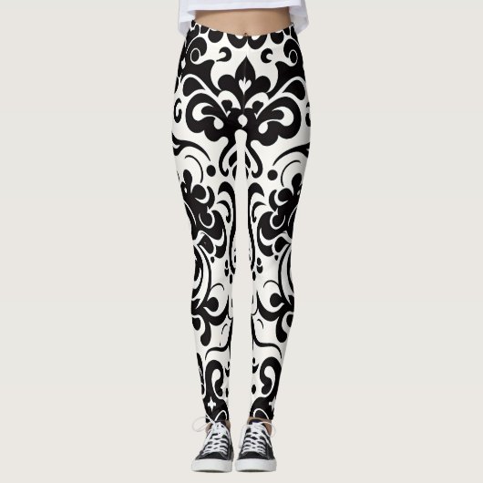 Leggings Motif noir noir Damask (Devant)