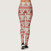 Leggings Motif nordique rouge de chandail de Knit d'arbre (Dos)