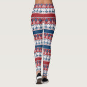 Leggings Motif norvégien rayé bleu rouge (Dos)