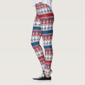 Leggings Motif norvégien rayé bleu rouge (Gauche)