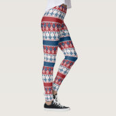 Leggings Motif norvégien rayé bleu rouge (Droite)