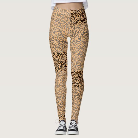 Leggings Motif numérique 01 avec fond jaune orange (Devant)