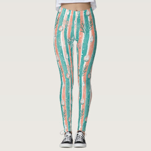 Leggings Motif Océan Corail Tropical